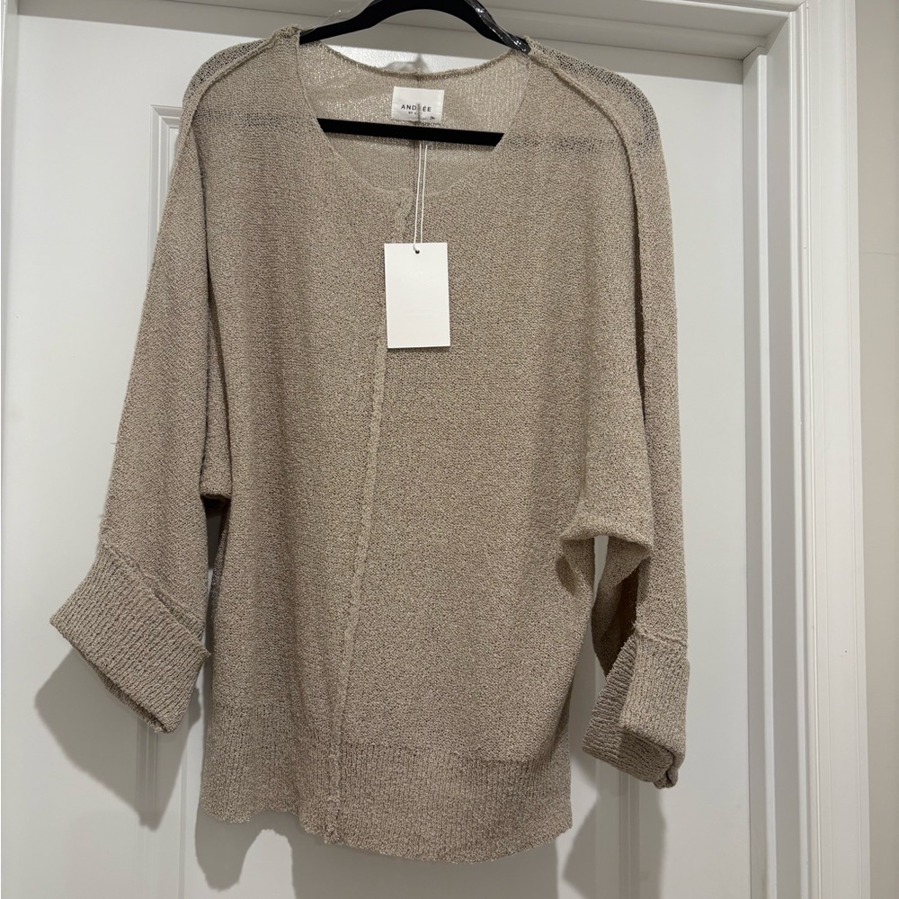 Andrew By Unit Beige Knit Top